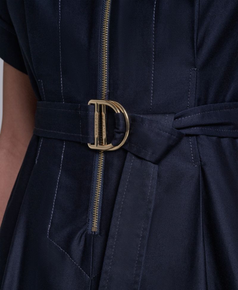 Women's Collared Zip-Front Midi Shirt Dress