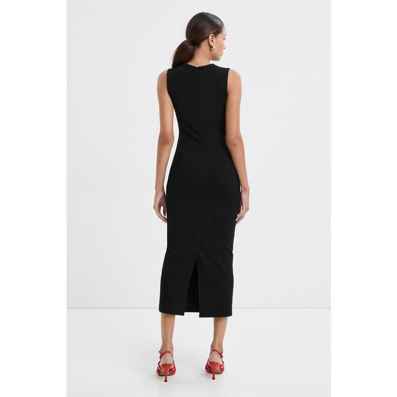 Women's Bryant Round-Neck Mesh-Shoulder Sleeveless Back-Slit Midi Dress