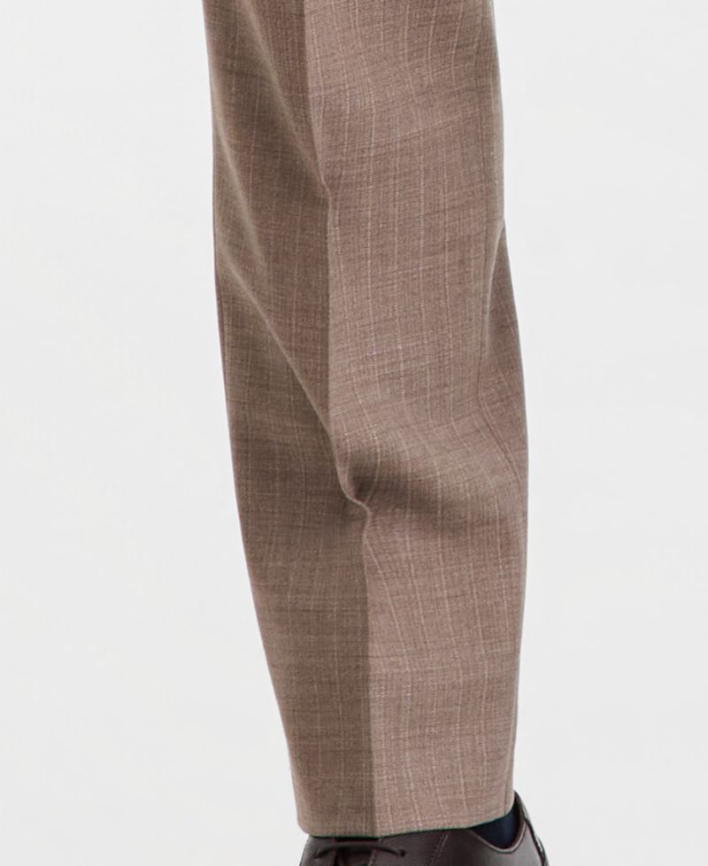 Men's Modern-Fit Wool-Blend Tan Pinstripe Suit Separate Pants