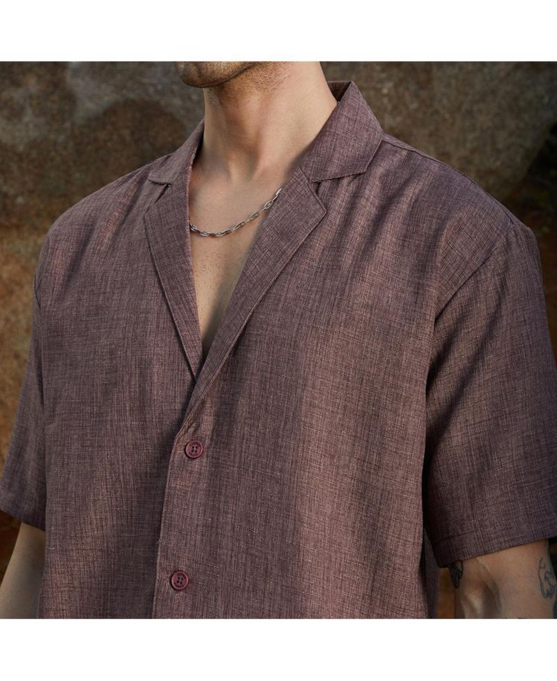 Men's Brown Stone Heathered Korean Oversized Shirt
