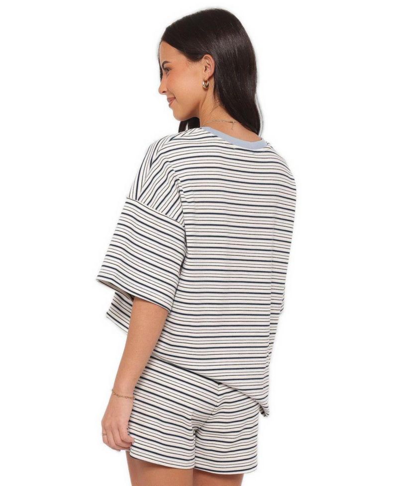 Women's Hellen Stripe Oversized Top and Shorts, 2-Piece Set