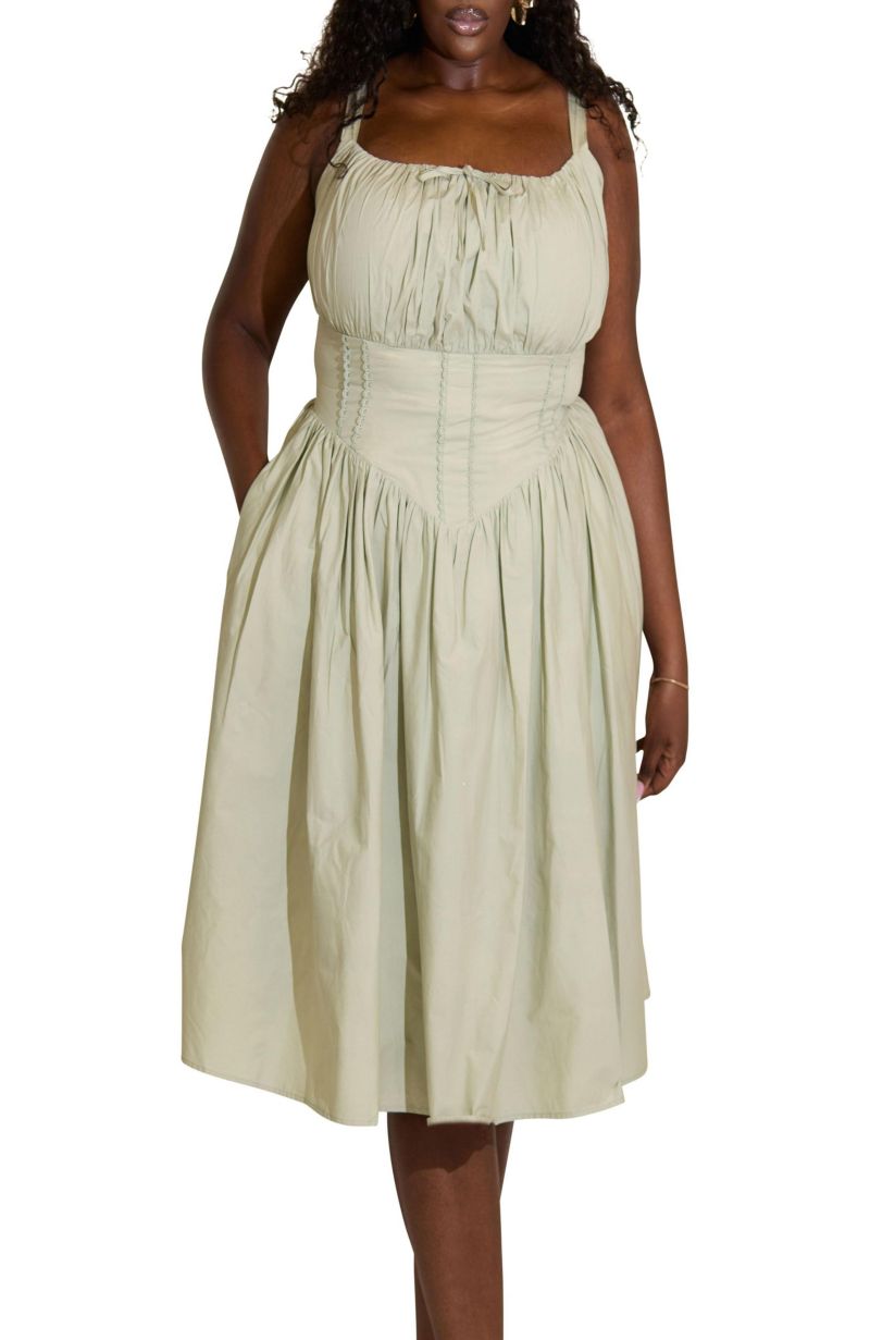 Women's Camille Fuller Bust Cotton Midi Corset Dress