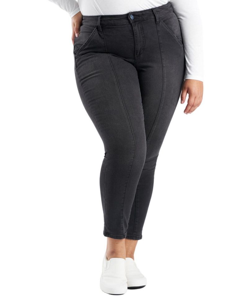 Women's Black Denim High Rise Pintuck Ankle Skinny in 28" inseam - Shyla