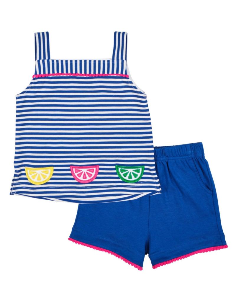 Baby Girl Stripe Knit Short Set With Fruit Slices