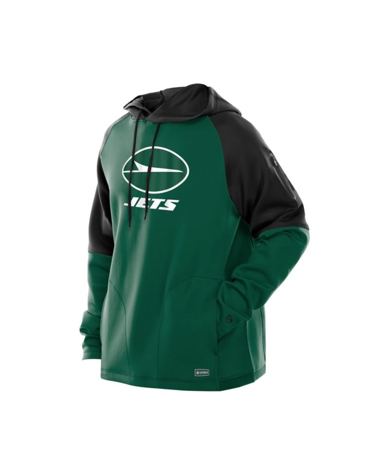 Men's Green New York Jets Combine Authentic Color Block Raglan Pullover Hoodie