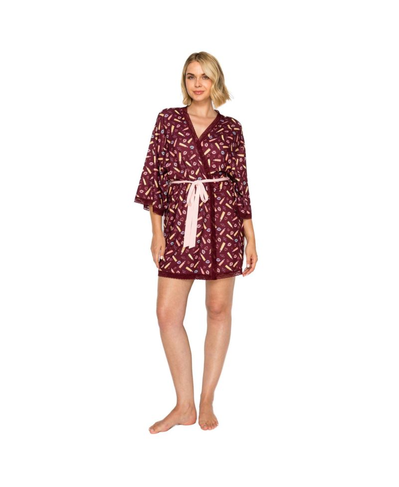 Women's Wrap Short Yummy Jersey Cozy Robe