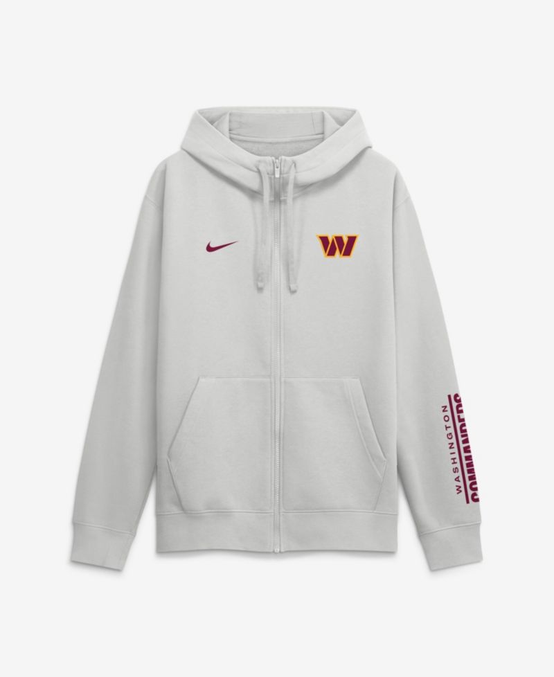 Men's Gray Washington Commanders Cool Down Club Full-Zip Hoodie