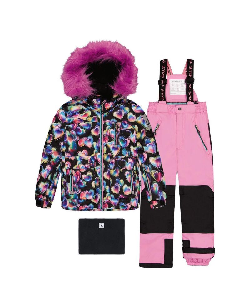Big Girls (6-14) Two Piece Play Snowsuit Heart Print with Pants