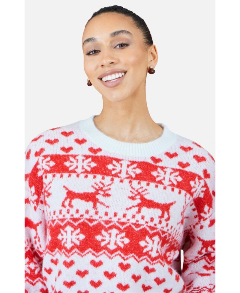 Women's Heart Fair Isle Christmas Crewneck Jumper
