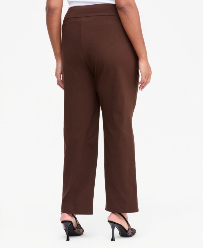 Plus Size Mid-Rise Pull-On Straight-Leg Pants