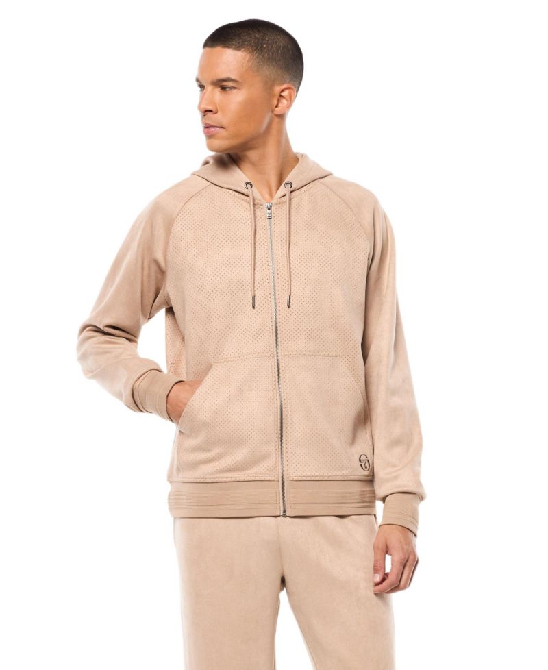 Men's Camoscio Full-Zip Faux suede Hoodie