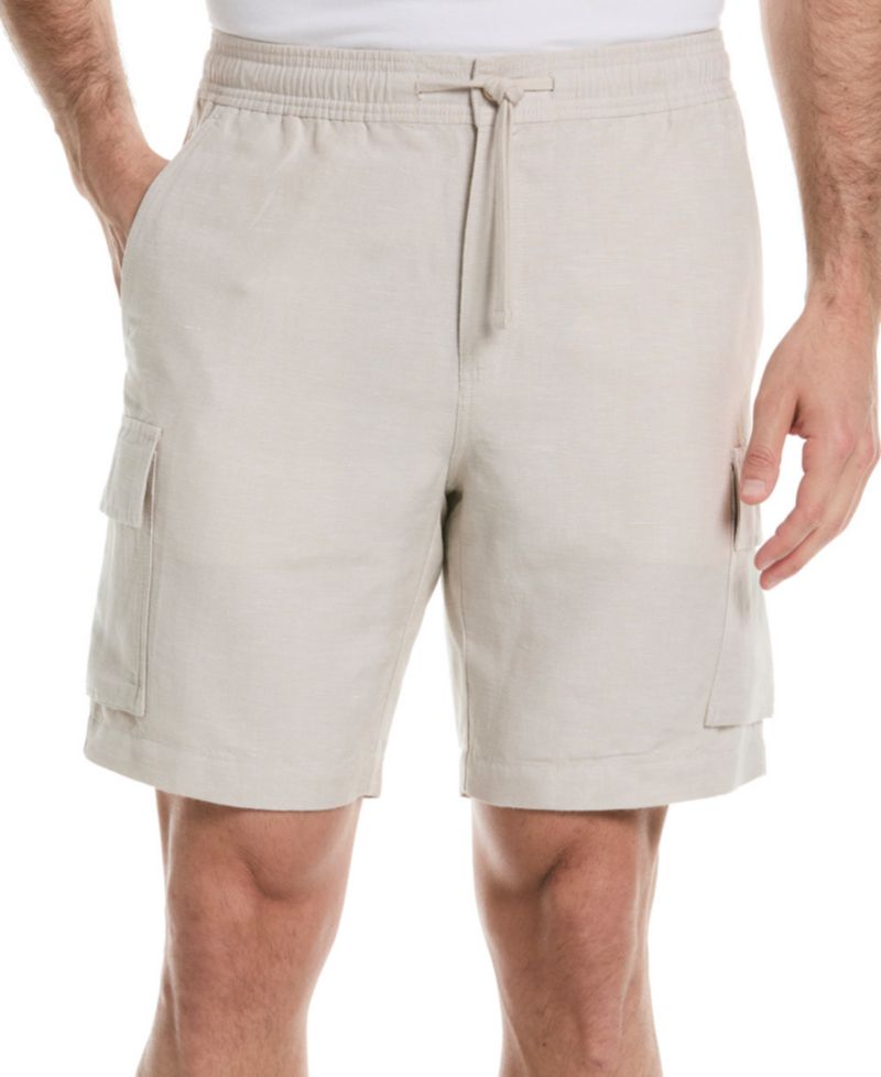 Men's 8" Drawstring Linen Cargo Shorts