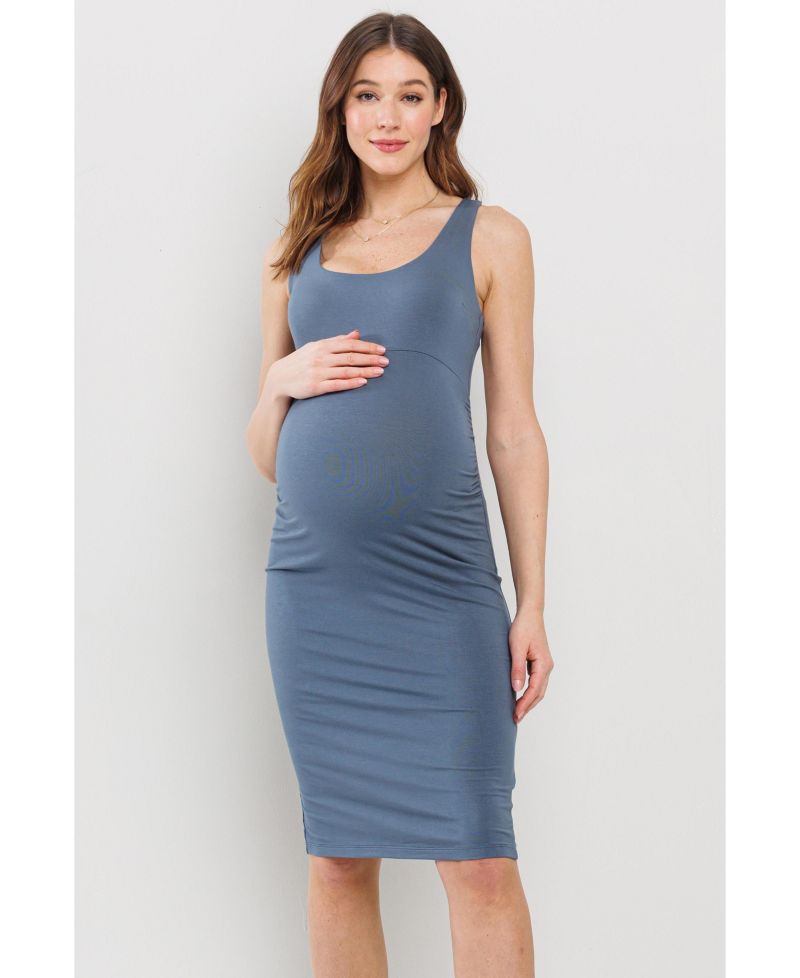 Maternity Bodycon Scoop Neck Sleeveless Knee Length Dress