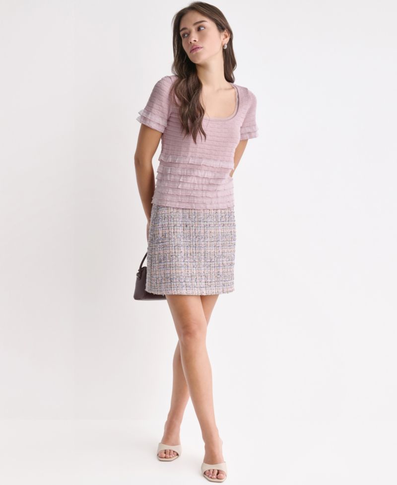 Women's Metallic Accent Tweed Mini Skirt