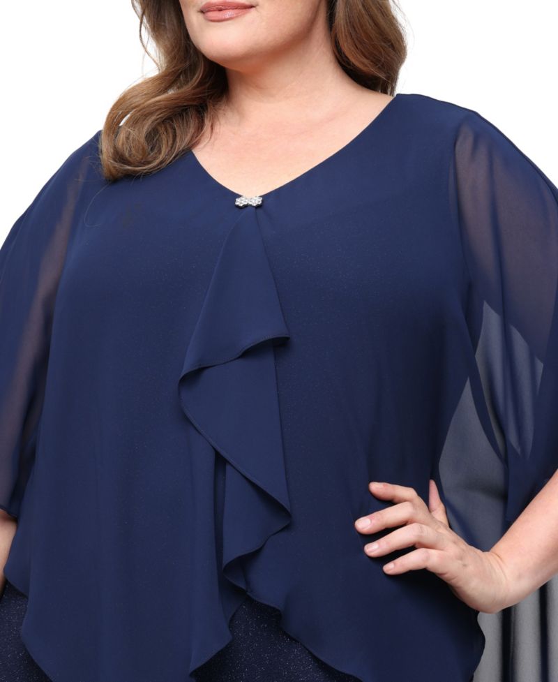 Plus Size V-Neck Ruffle Dress