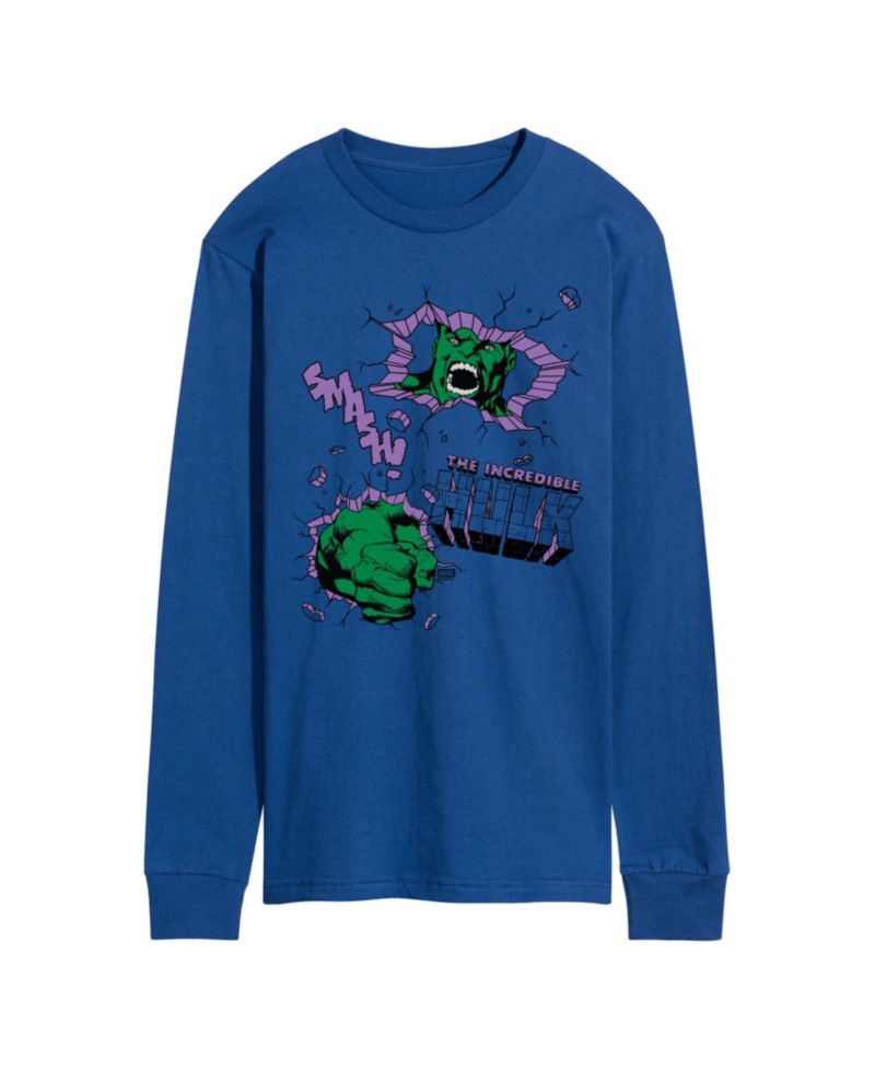 Men's The Hulk Punch Wall Long-Sleeve Graphic T-Shirt