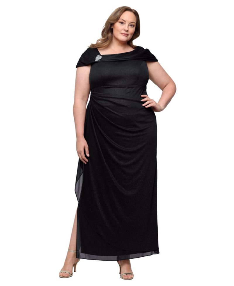 Petite Glittered Ruched Gown
