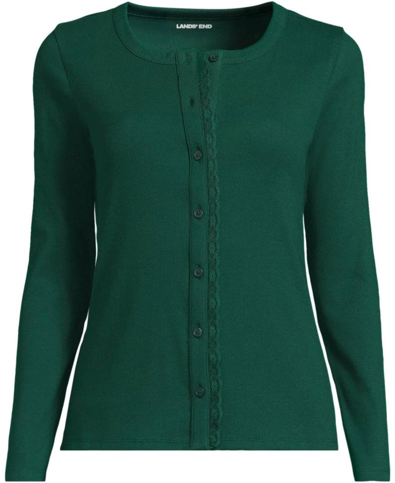 Plus Size Long-Sleeve Ribbed Crewneck Cardigan