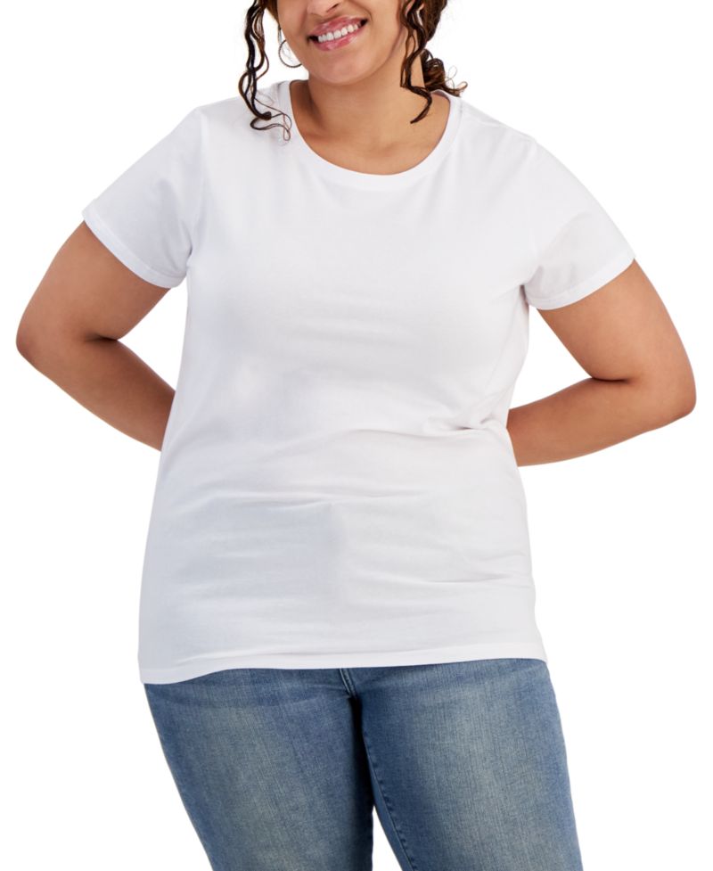 Plus Size Basic Crewneck Short-Sleeve T-Shirt
