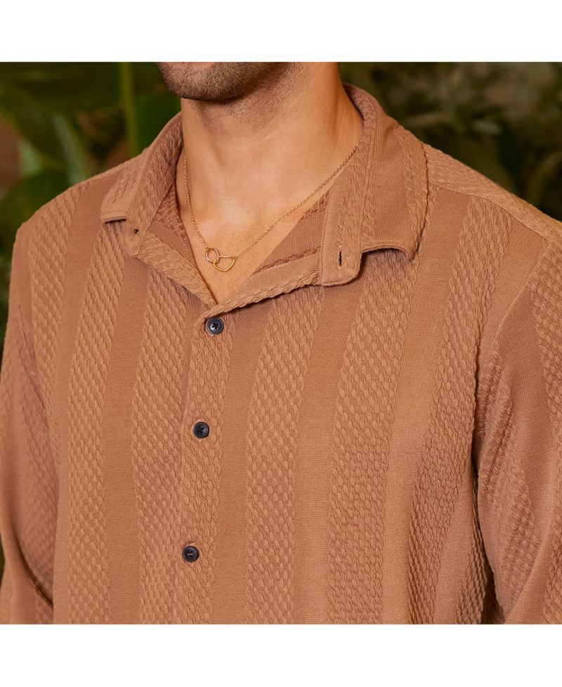 Men's Tan Brown Scale-Tactile Shirt