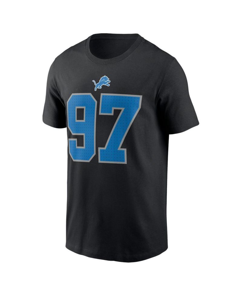 Nike Men's Aidan Hutchinson Black Detroit Lions Player Name & Number T-Shirt