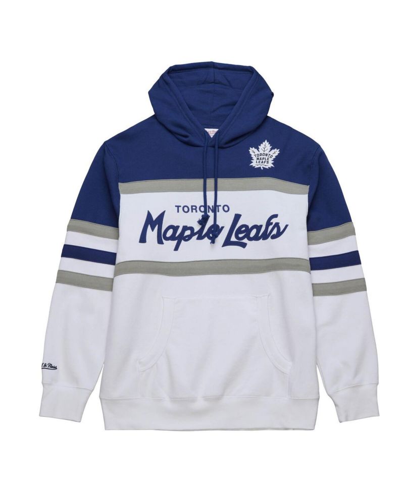 Men's White, Blue Toronto Maple Leafs Head Coach Pullover Hoodie
