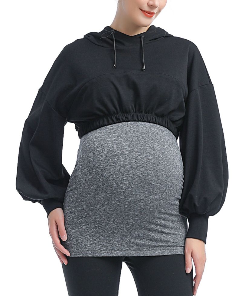 Maternity Active Nursing Hoodie with Removable belly band