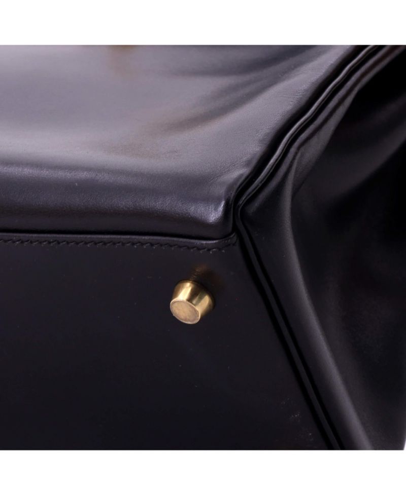 Kelly 28 Handbag Black Box Calf with Gold Hardware