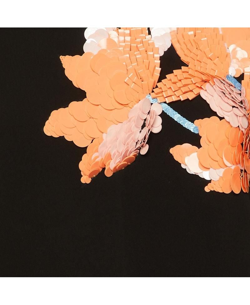 Women's Floral Sequin Ruffled Hem Top