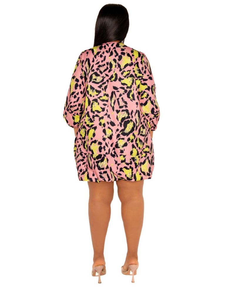Women's Plus Size Animal Print Bubbled Mini Dress