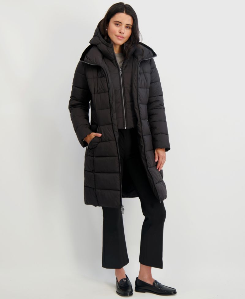 Women's Hooded Bibbed Puffer Coat