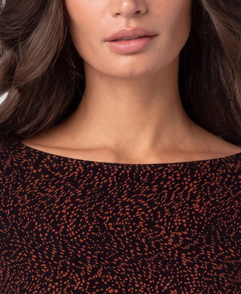 Women's Long-Sleeve Boat Neck Jersey-Knit Blouse
