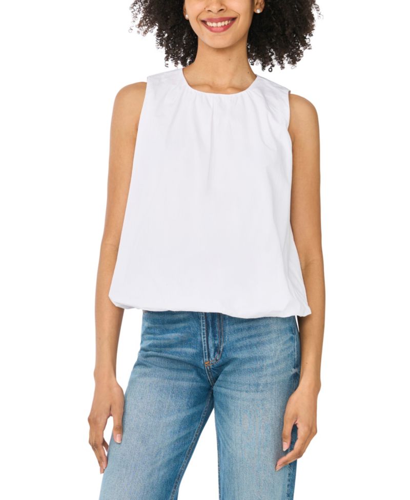 Women's Solid Crewneck Bubble Top