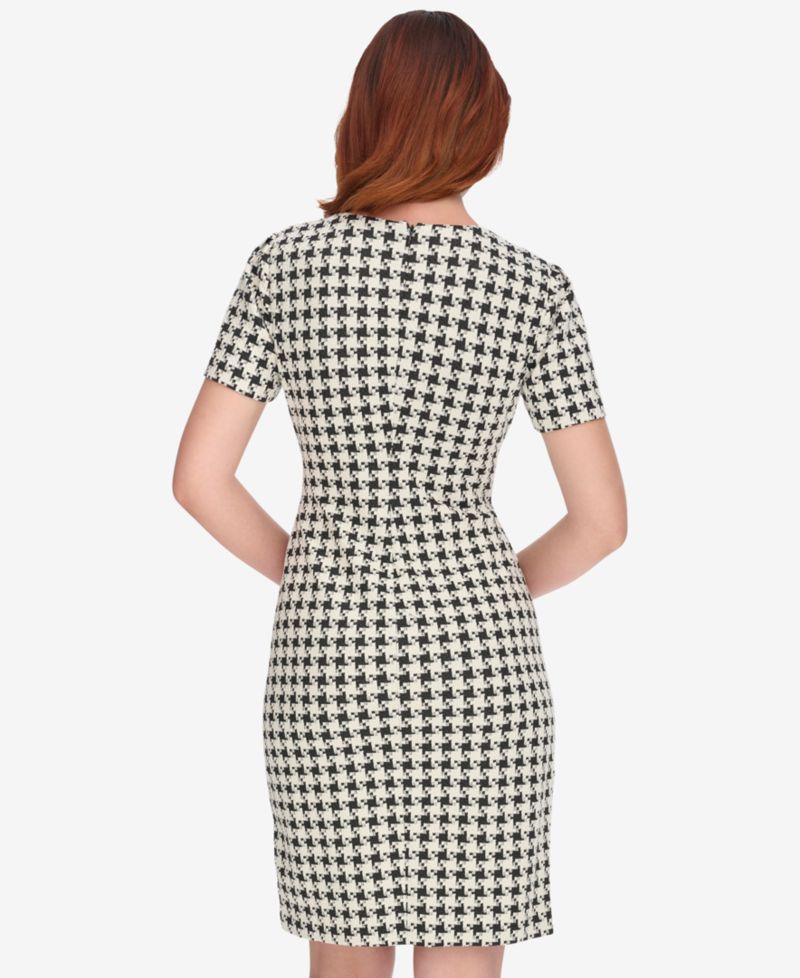 Women's Houndstooth Pattern Sheath Dress