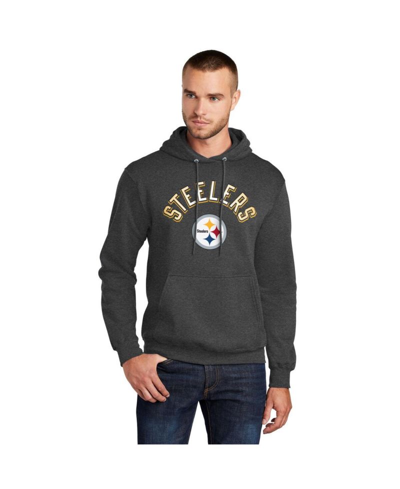Men's Charcoal Pittsburgh Steelers Arch Over Logo Pullover Hoodie