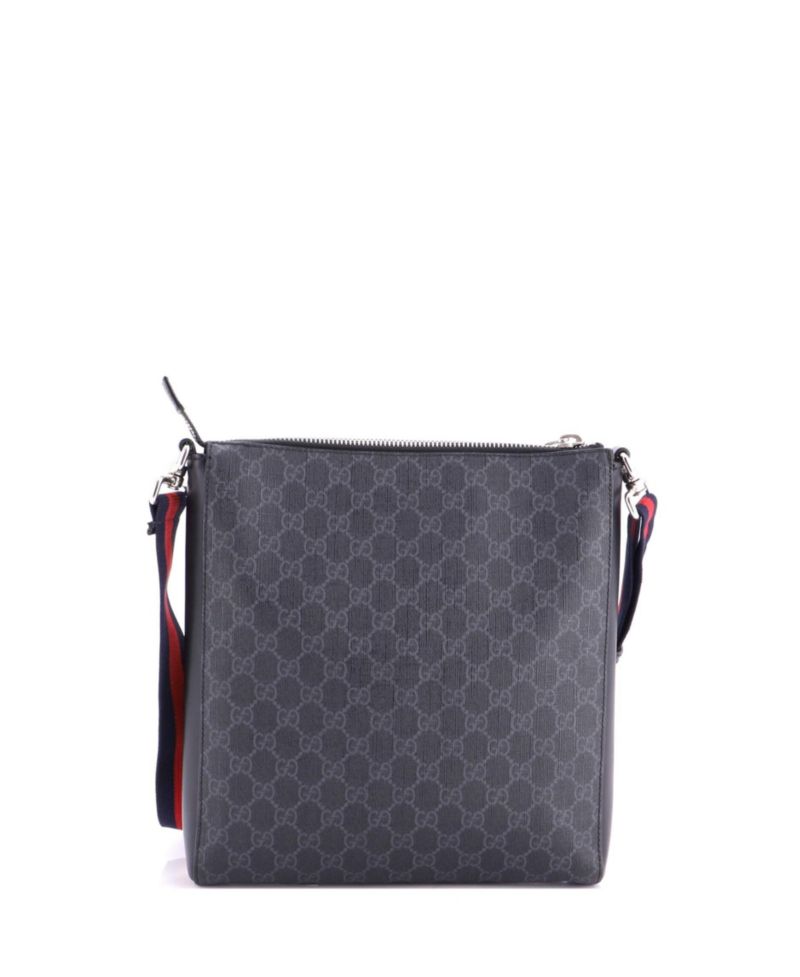 Medium Web Strap Front Zip Messenger Bag GG Coated Canvas