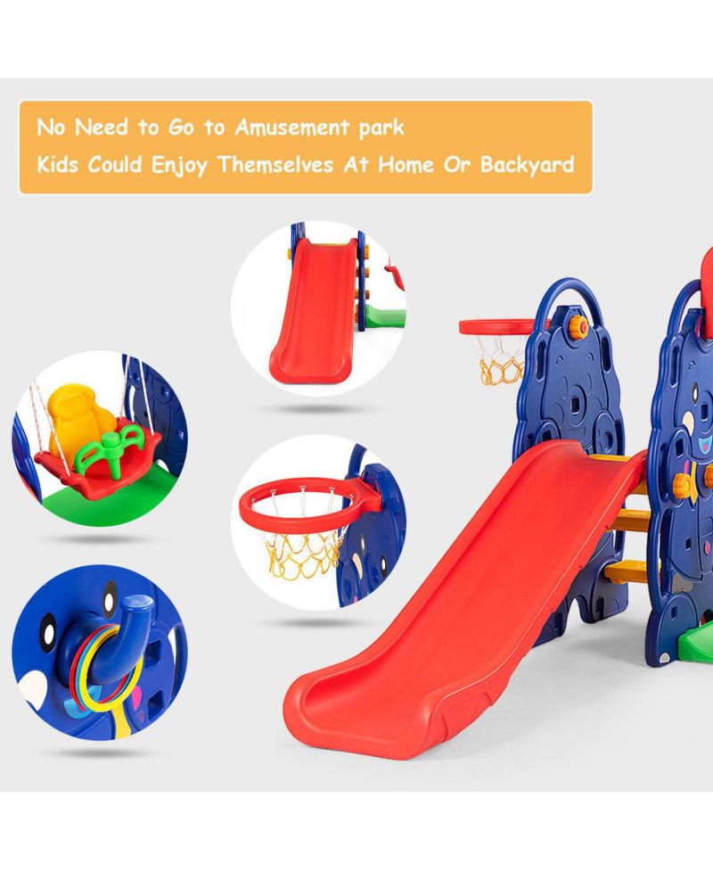 Kids All in One Climber/Slide/Swing Playset with Basketball Hoop - 3 in 1 Set