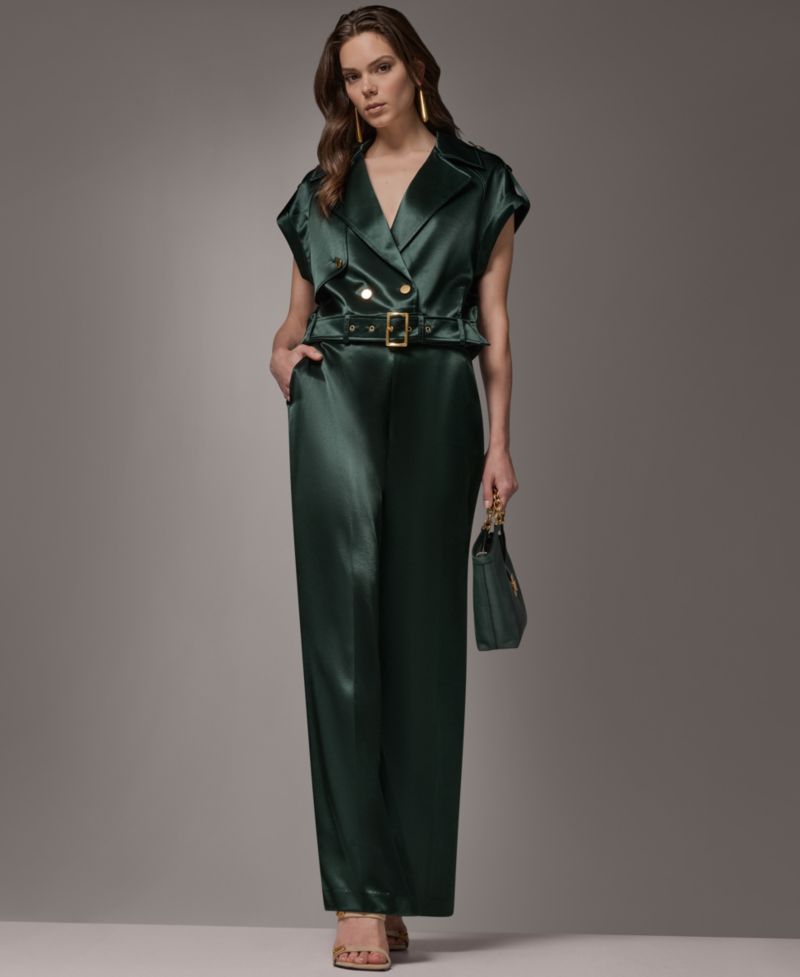 Women's Luxe Drape Satin Belted Vest