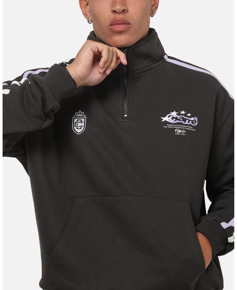 Men's Footie Oversized Contrast-Stripe Quarter-Zip Sweatshirt