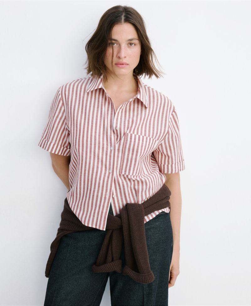 Women's Striped Cotton Linen Shirt