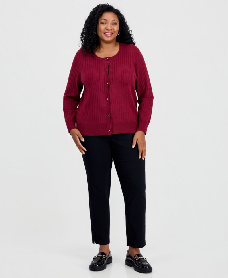 Petite Ribbed Button-Down Cardigan Sweater