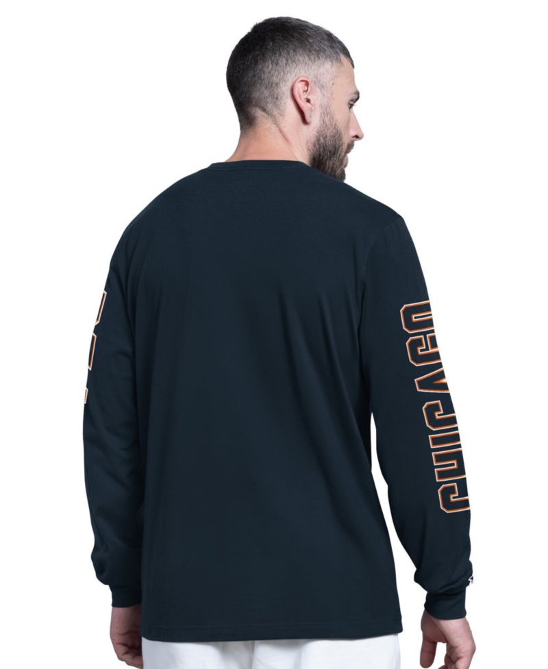 Men's Navy Chicago Bears Clutch Hit II Long-Sleeve T-Shirt