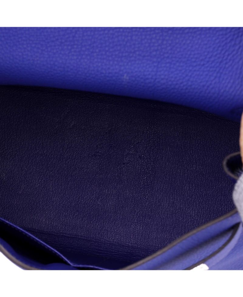 Kelly 28 Handbag Blue Togo with Palladium Hardware