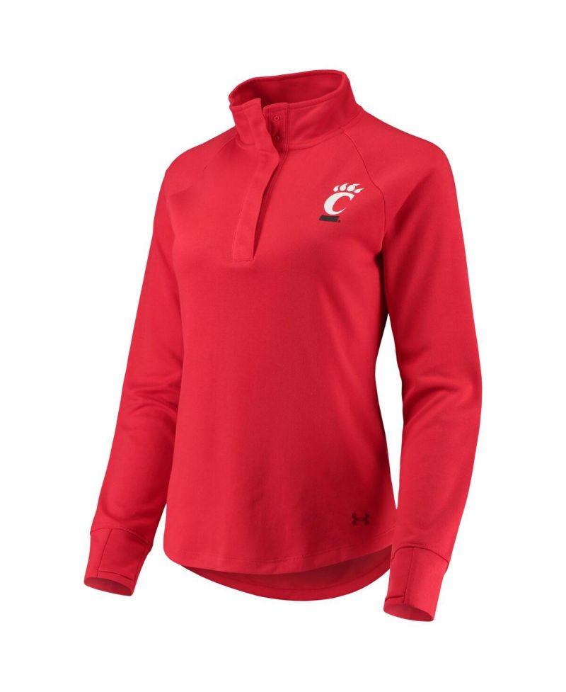 Women's Red Cincinnati Bearcats Double Knit Raglan Quarter-Snap Jacket