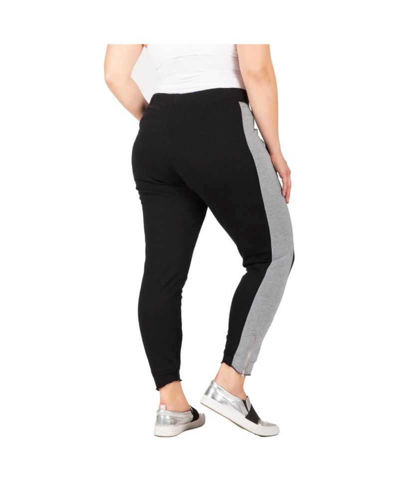 Women's Plus Size French Terry Contrast Side Panel Jogger Pants