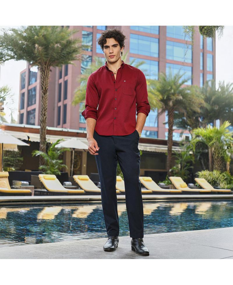 Men's Ruby Red Houndstooth-Tactile Shirt