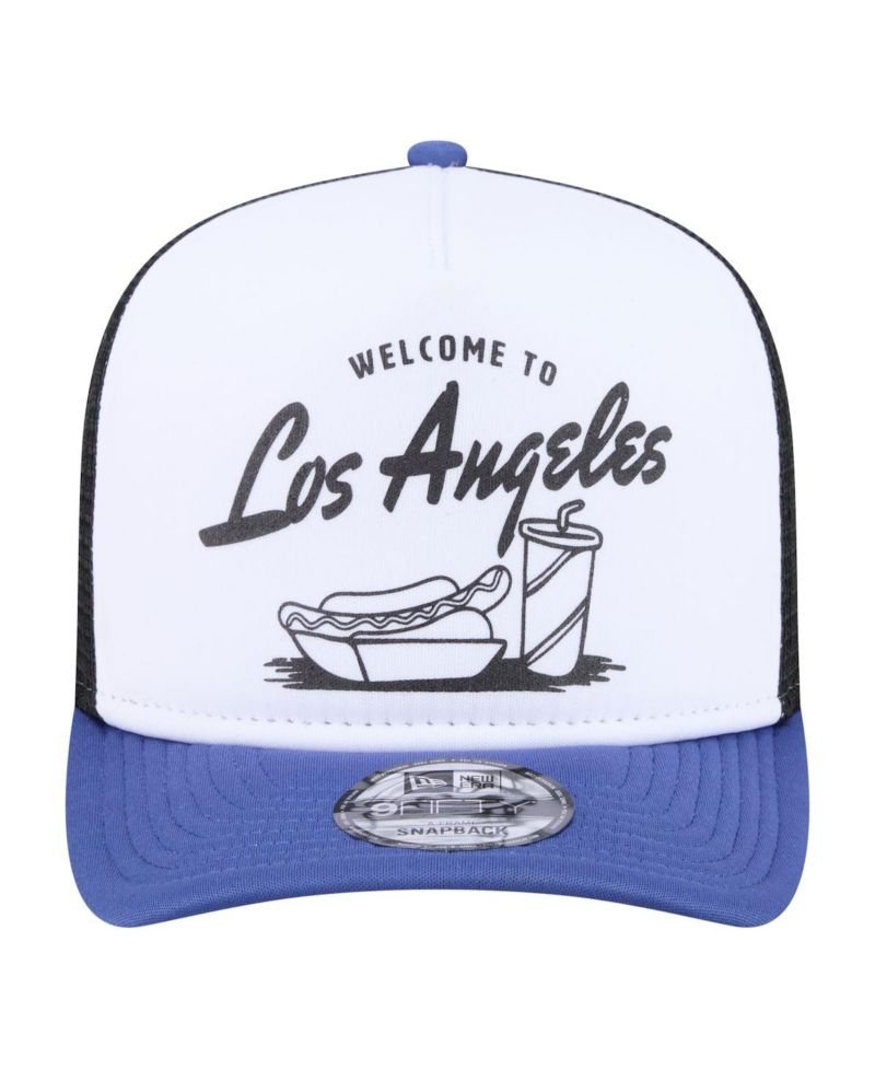 Men's White/Royal Los Angeles Dodgers Foodie A-Frame 9FIFTY Trucker Snapback Hat