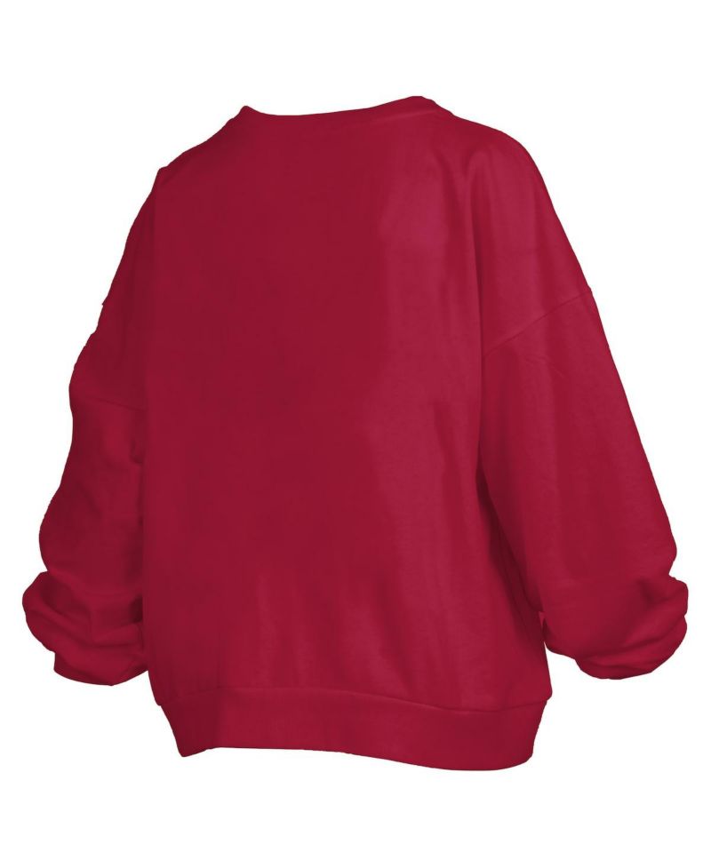 Women's Cardinal USC Trojans Janise Arch Over Logo Waist Length Oversized Pullover Sweatshirt