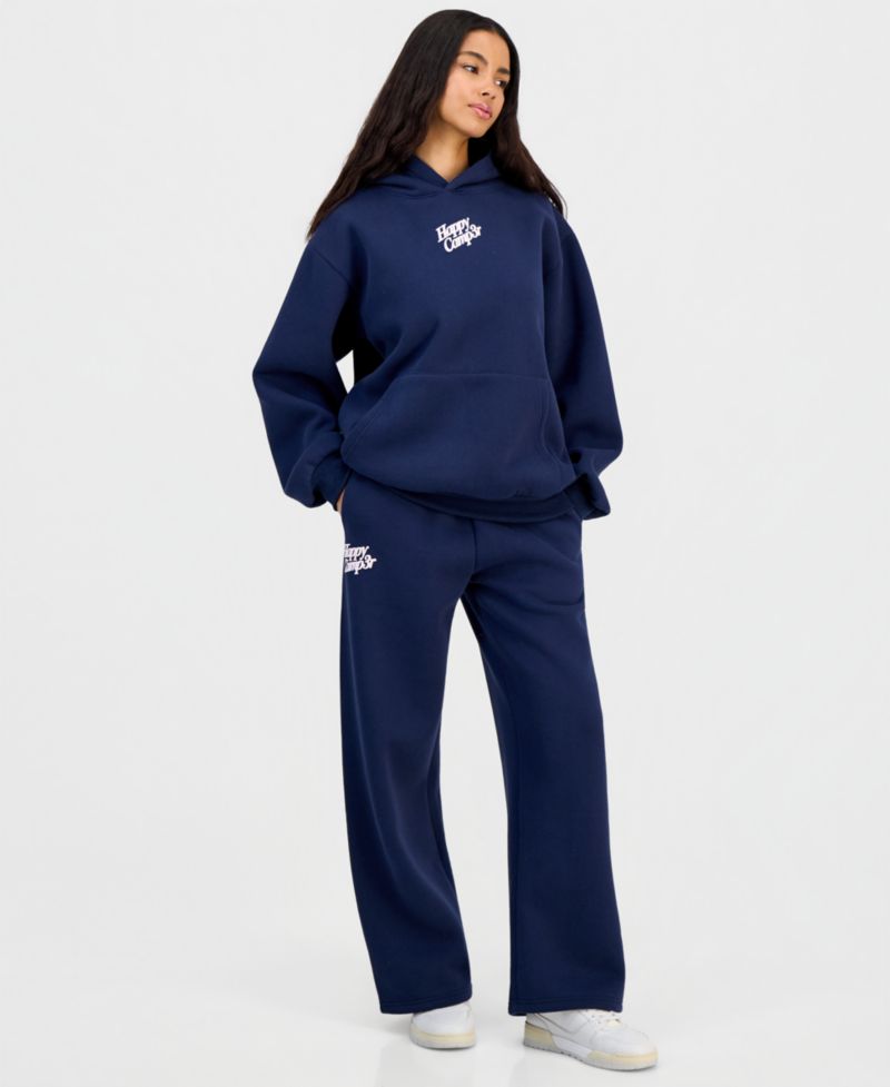 Juniors' Puff-Print Wide-Leg Sweatpants