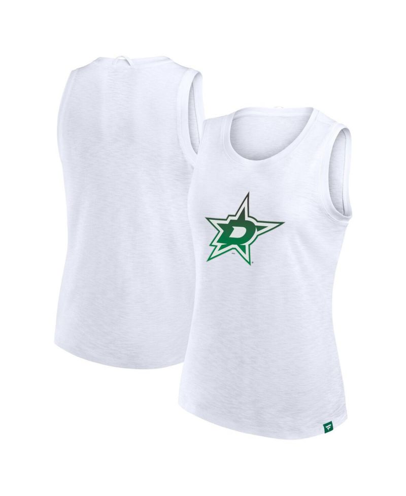 Women's White Dallas Stars Slub Tank Top